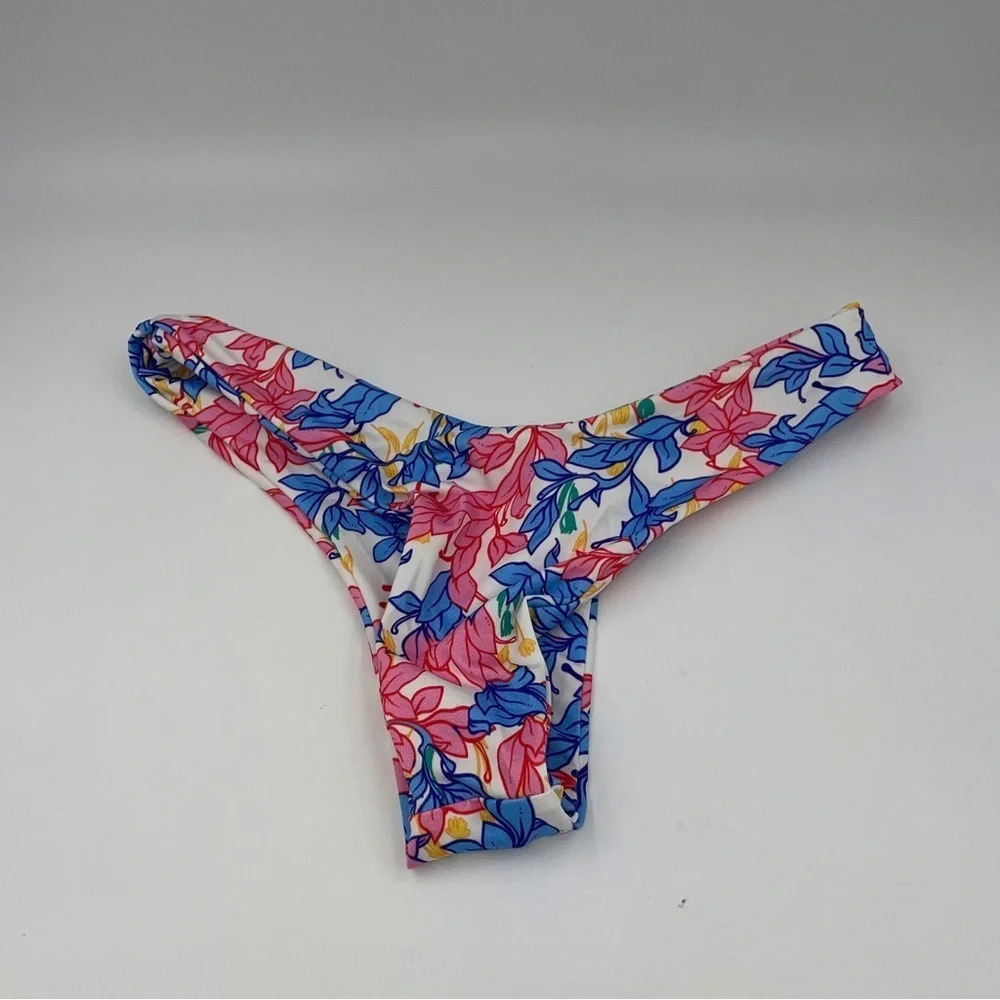 AYRA Swim high cut cheeky thong floral bikini bottom 12924